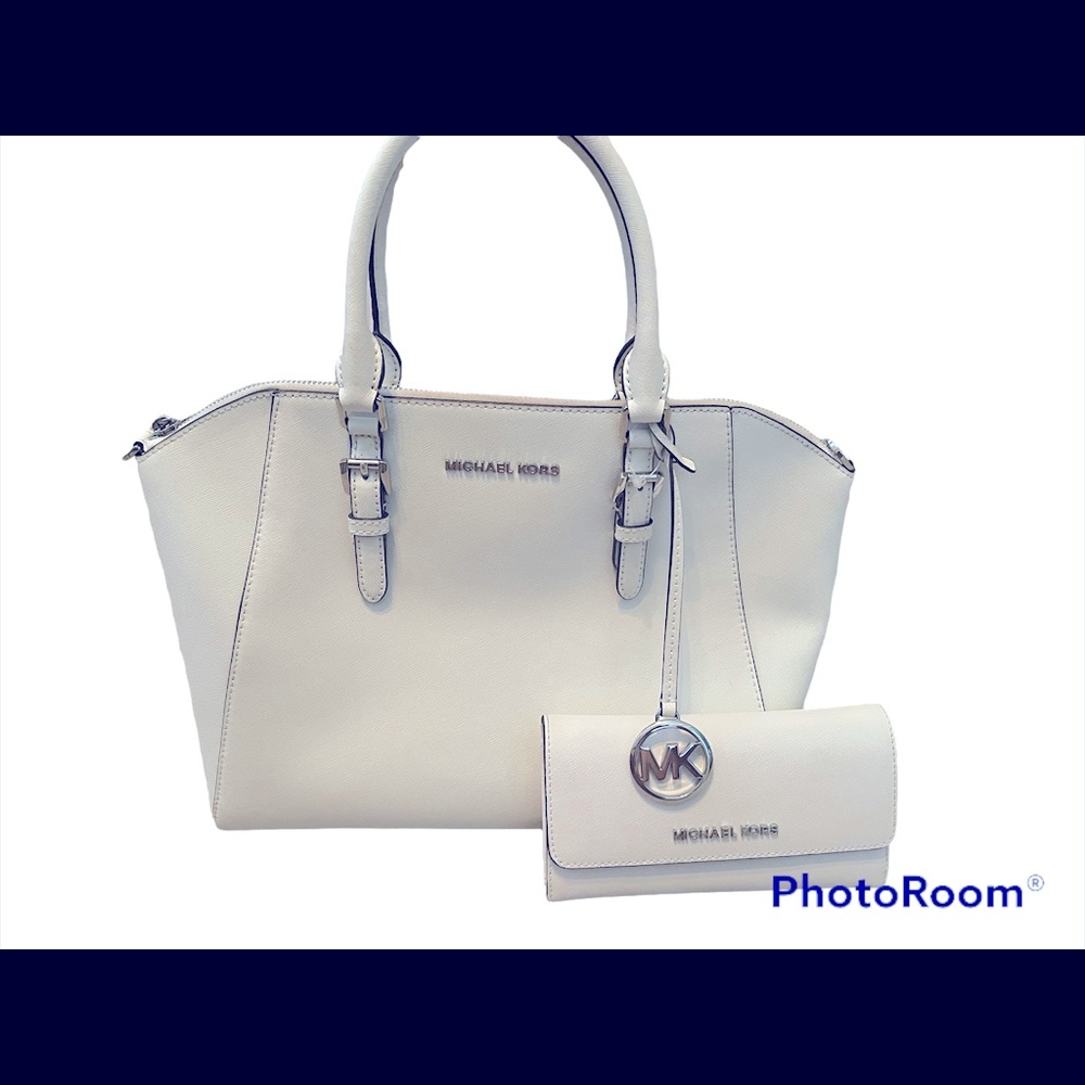 Michael Kors white and silver shoulder bag and matching wallet!!!